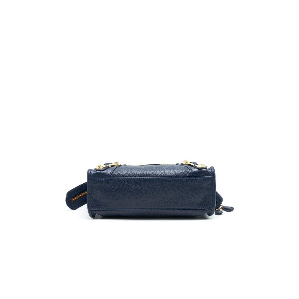 BALENCIAGA MINI GIANT CITY CROSSBODY BAG NAVY GHW