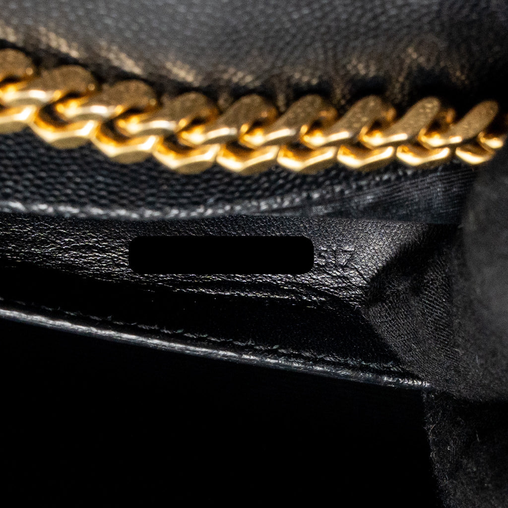SAINT LAURENT/YSL LARGE KATE CHAIN BAG GRAINED CALFSKIN BLACK GHW