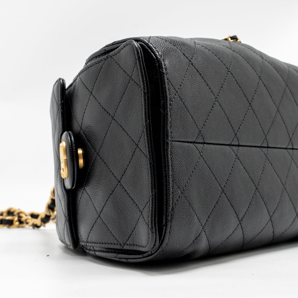 CHANEL SMALL 25 BAG CAVIAR BLACK GHW (MICROCHIP)