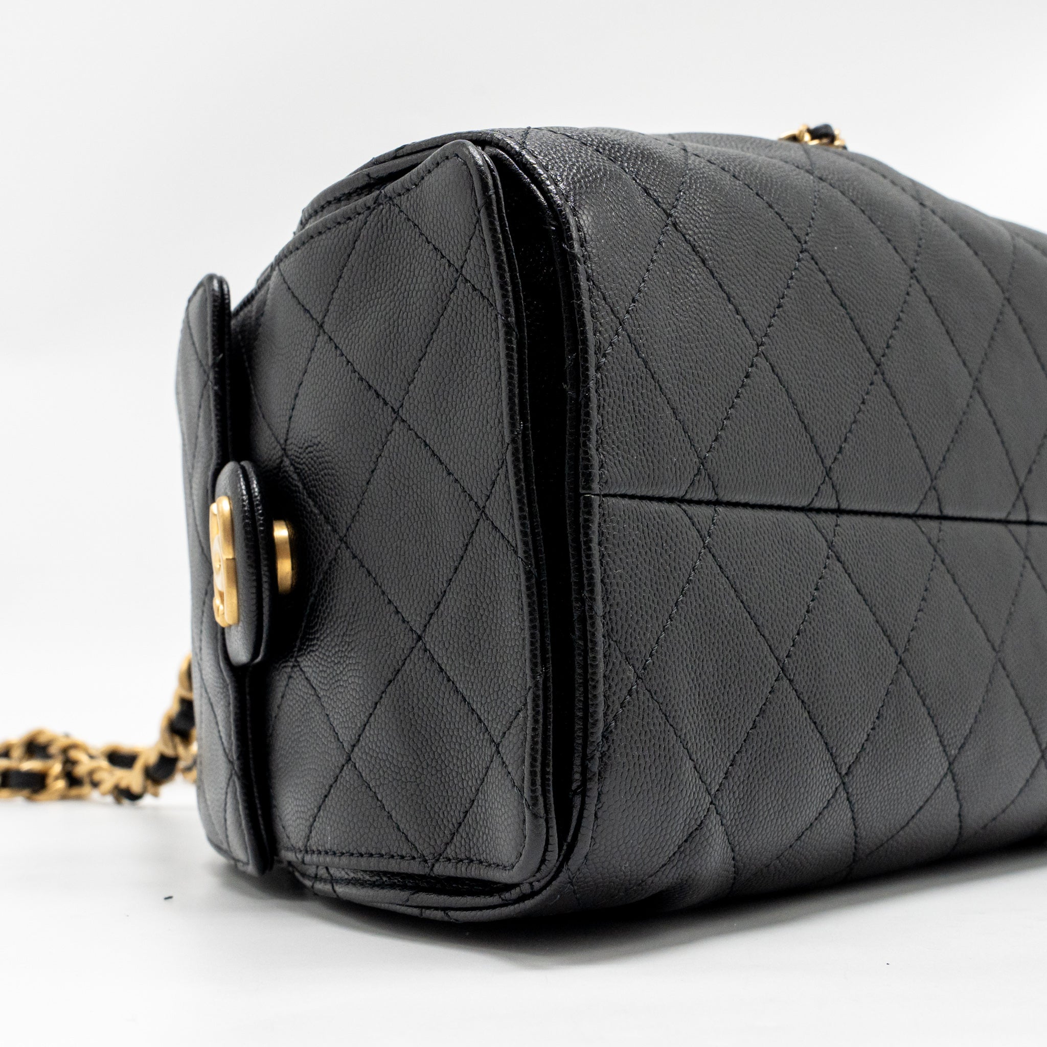 CHANEL SMALL 25 BAG CAVIAR BLACK GHW (MICROCHIP)