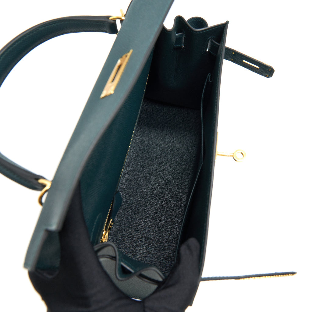 HERMES KELLY 28 SELLIER 6O VERT CYPRES GHW