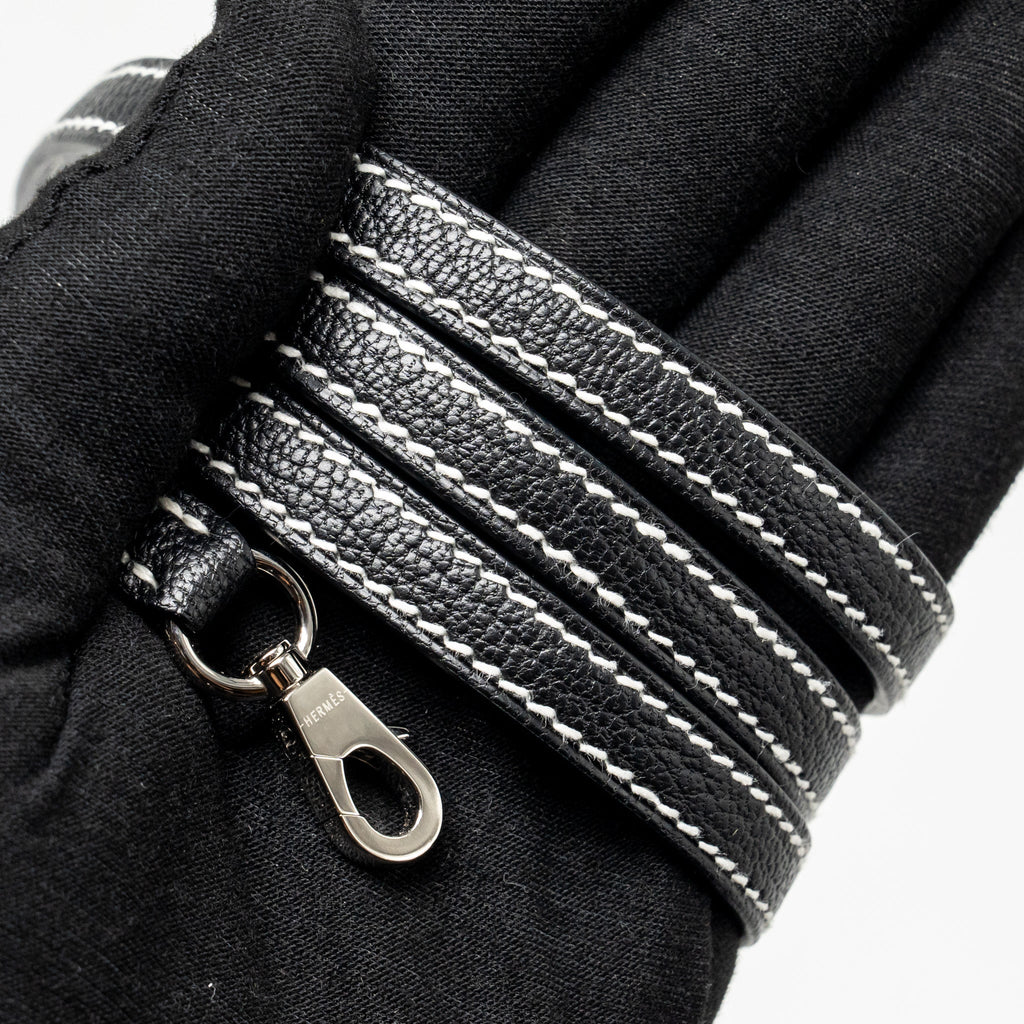 HERMES MINI KELLY II SPECIAL ORDER CHEVRE MYSORE BLACK / GRIS PERLE SHW
