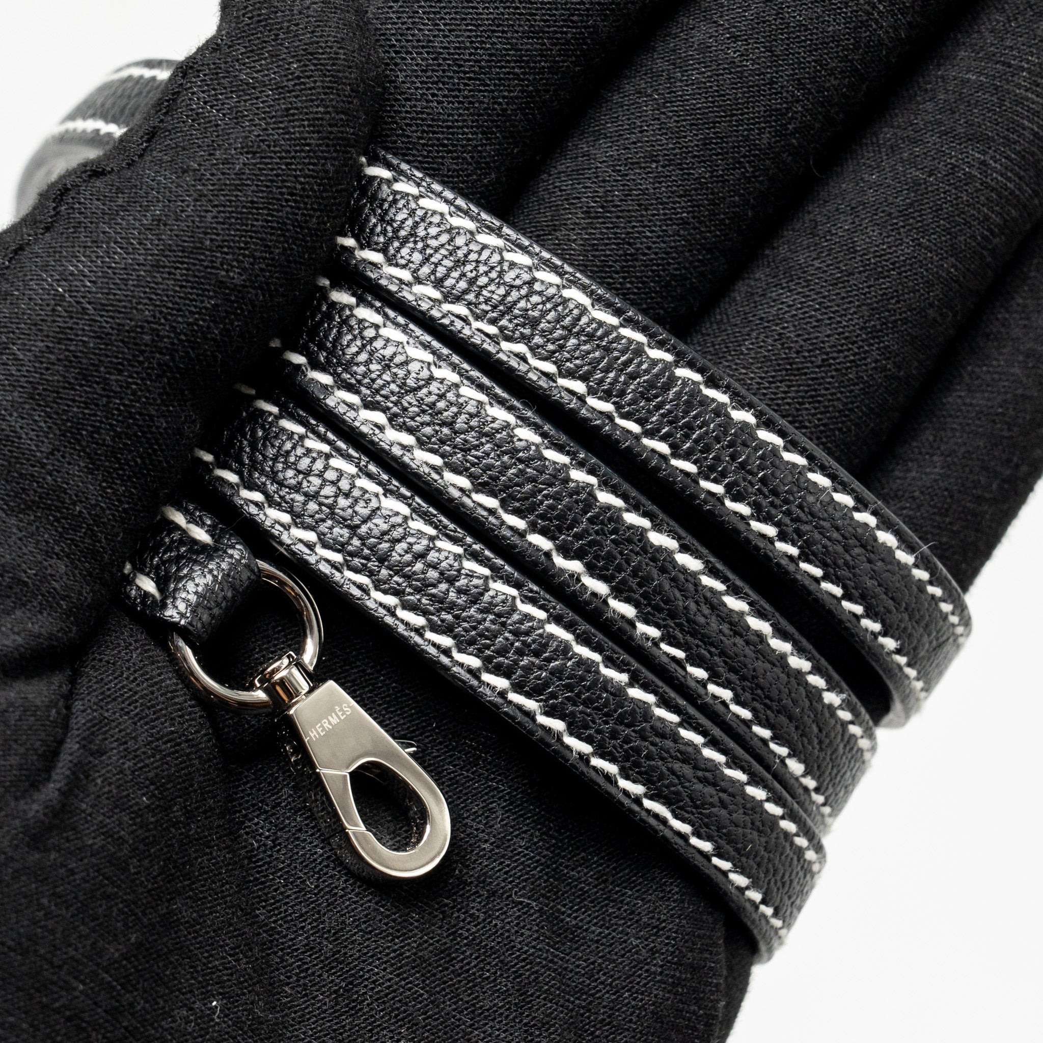 HERMES MINI KELLY II SPECIAL ORDER CHEVRE MYSORE BLACK / GRIS PERLE SHW