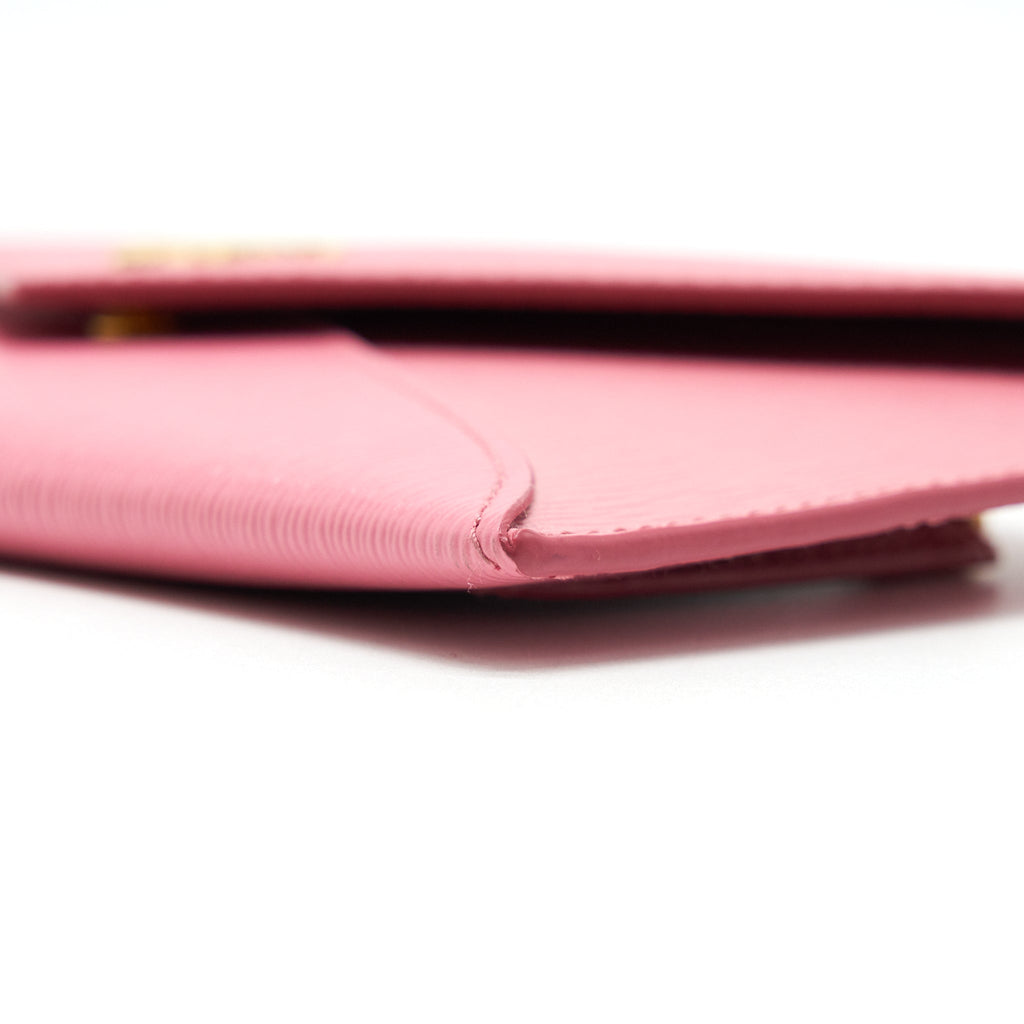 PRADA SAFFIANO ENVELOPE WALLET IN PINK GHW