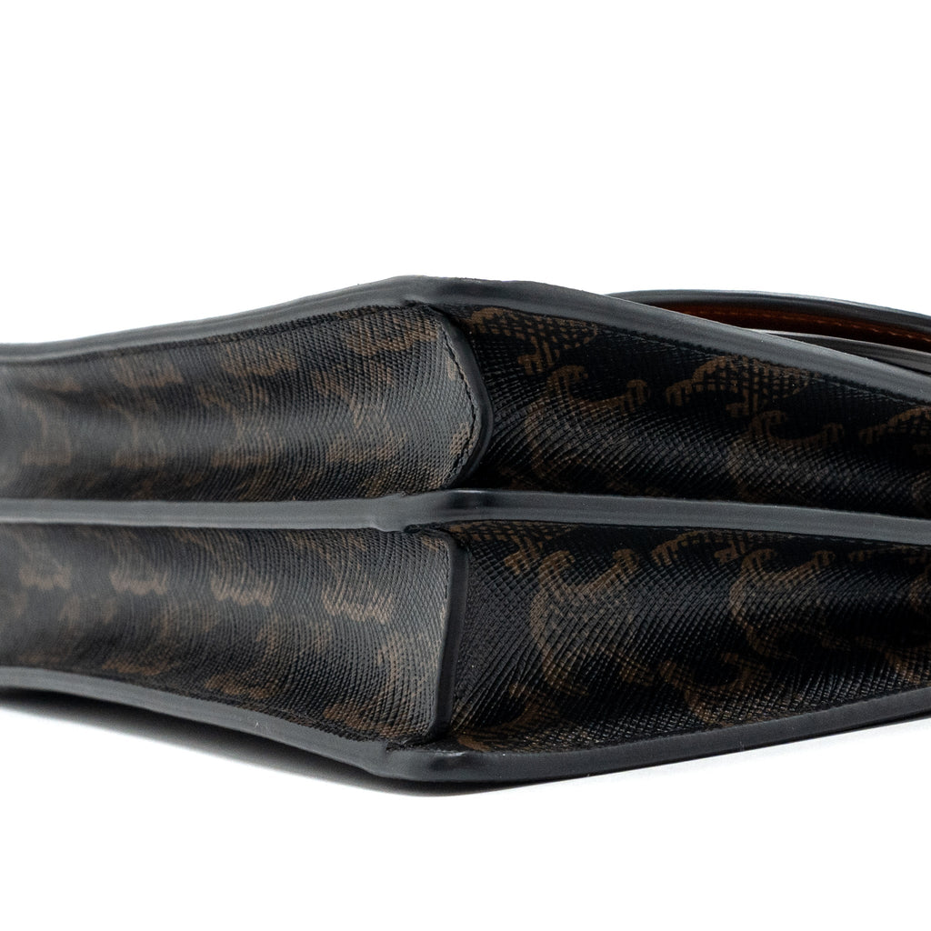 CELINE WALLET ON STRAP TRIOMPHE CANVAS / SMOOTH LAMBSKIN TAN WITH GHW