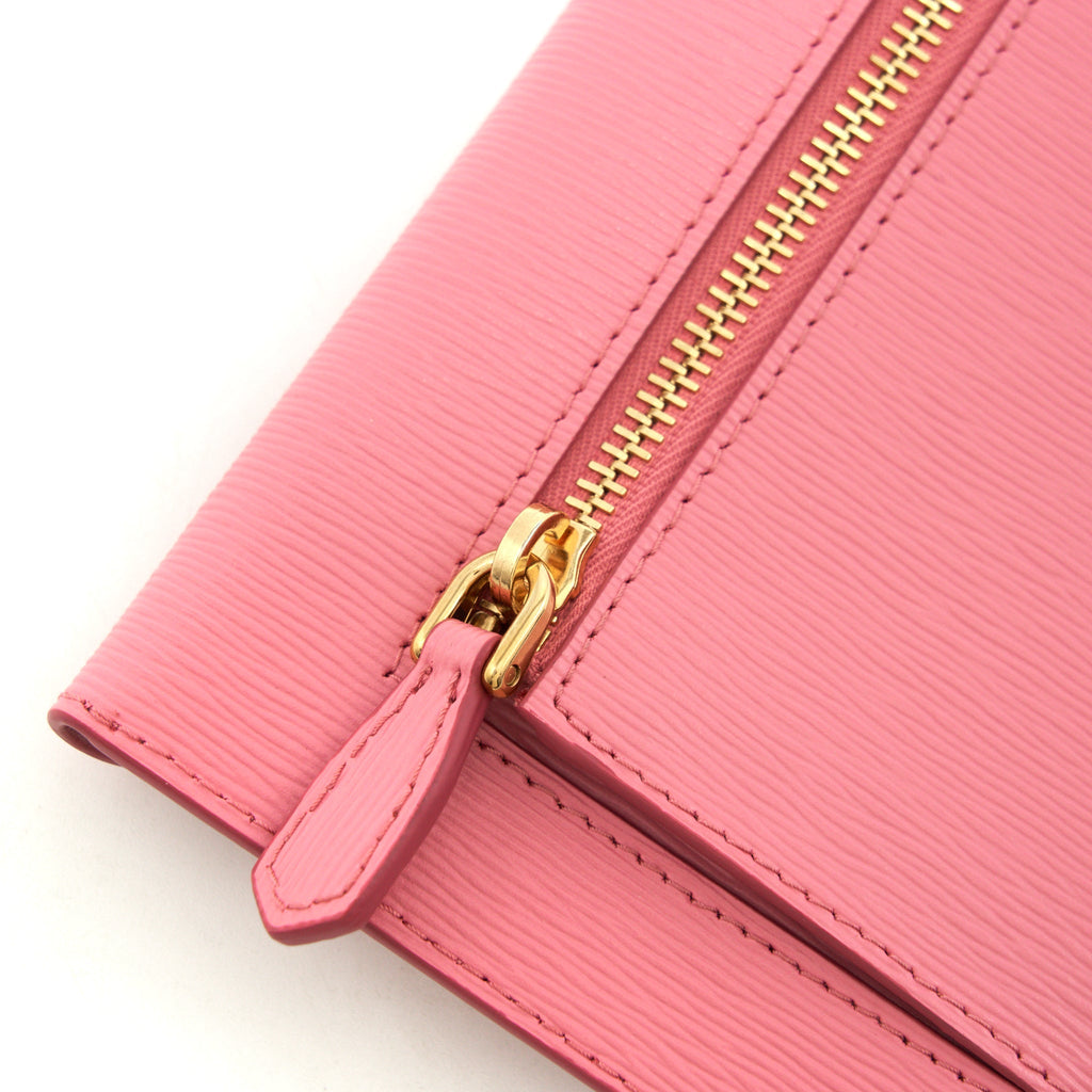 PRADA SAFFIANO ENVELOPE WALLET IN PINK GHW