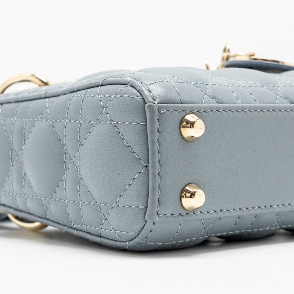 DIOR MICRO LADY DIOR LAMBSKIN GREY LGHW