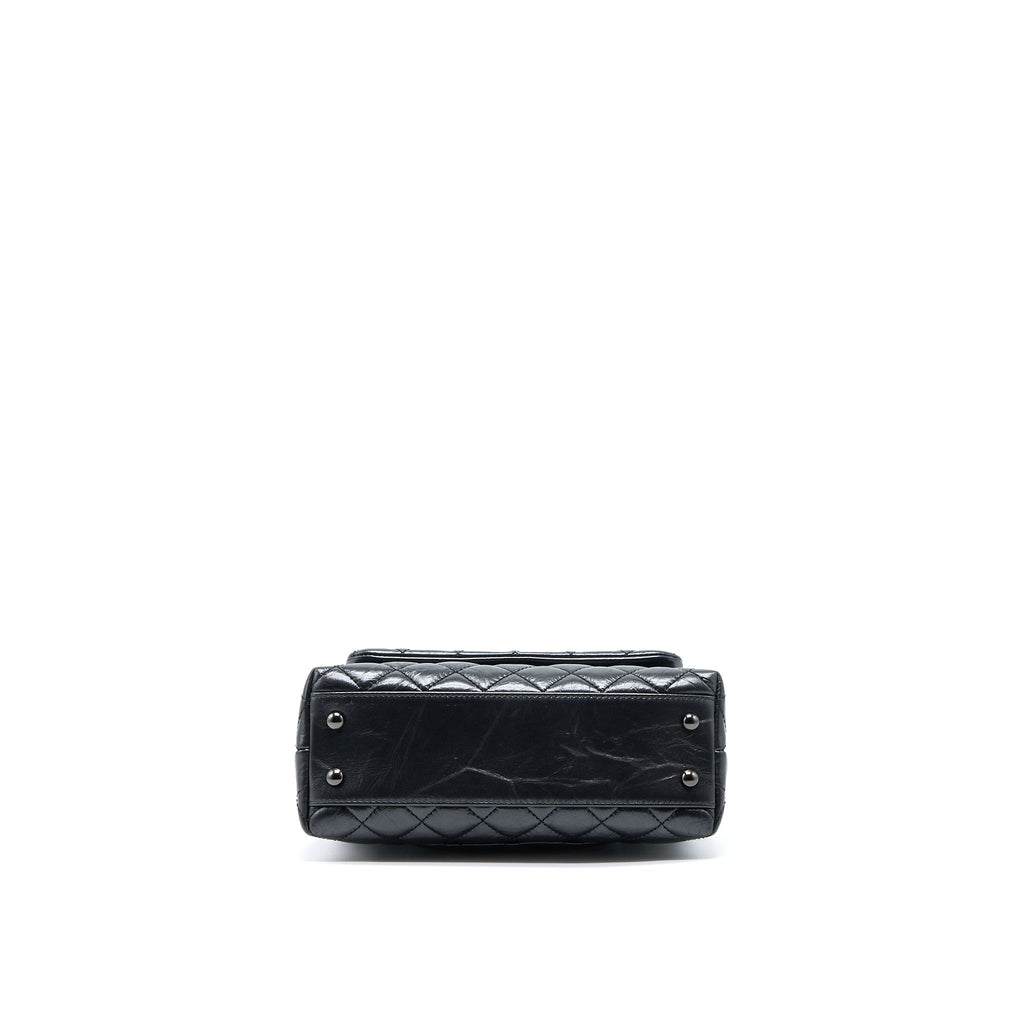 CHANEL SMALL COCO HANDLE AGED CALFSKIN SO BLACK WITH BLACK HARDWARE