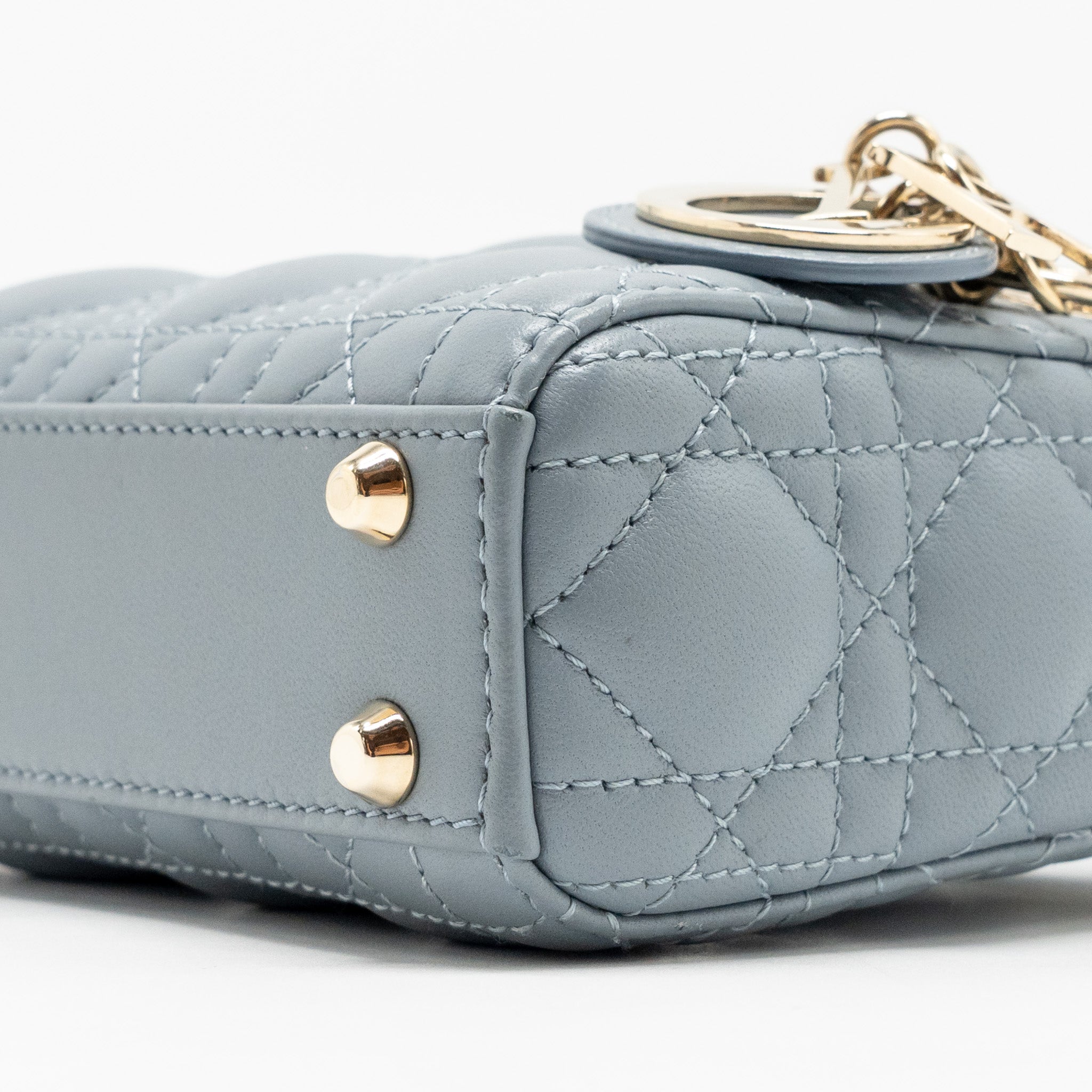 DIOR MICRO LADY DIOR LAMBSKIN GREY LGHW