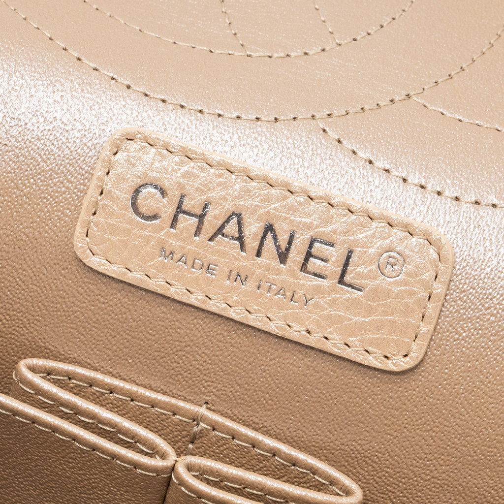 CHANEL CLASSIC JUMBO DOUBLE FLAP BAG CAVIAR IRIDESCENT BEIGE BRUSHED SHW
