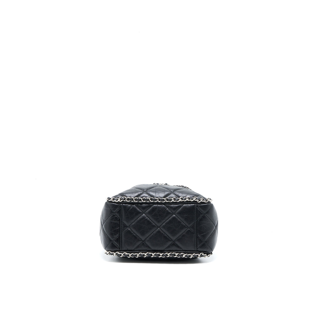 CHANEL 20S DRAWSTRING BUCKET BAG AGED CALFSKIN BLACK SHW