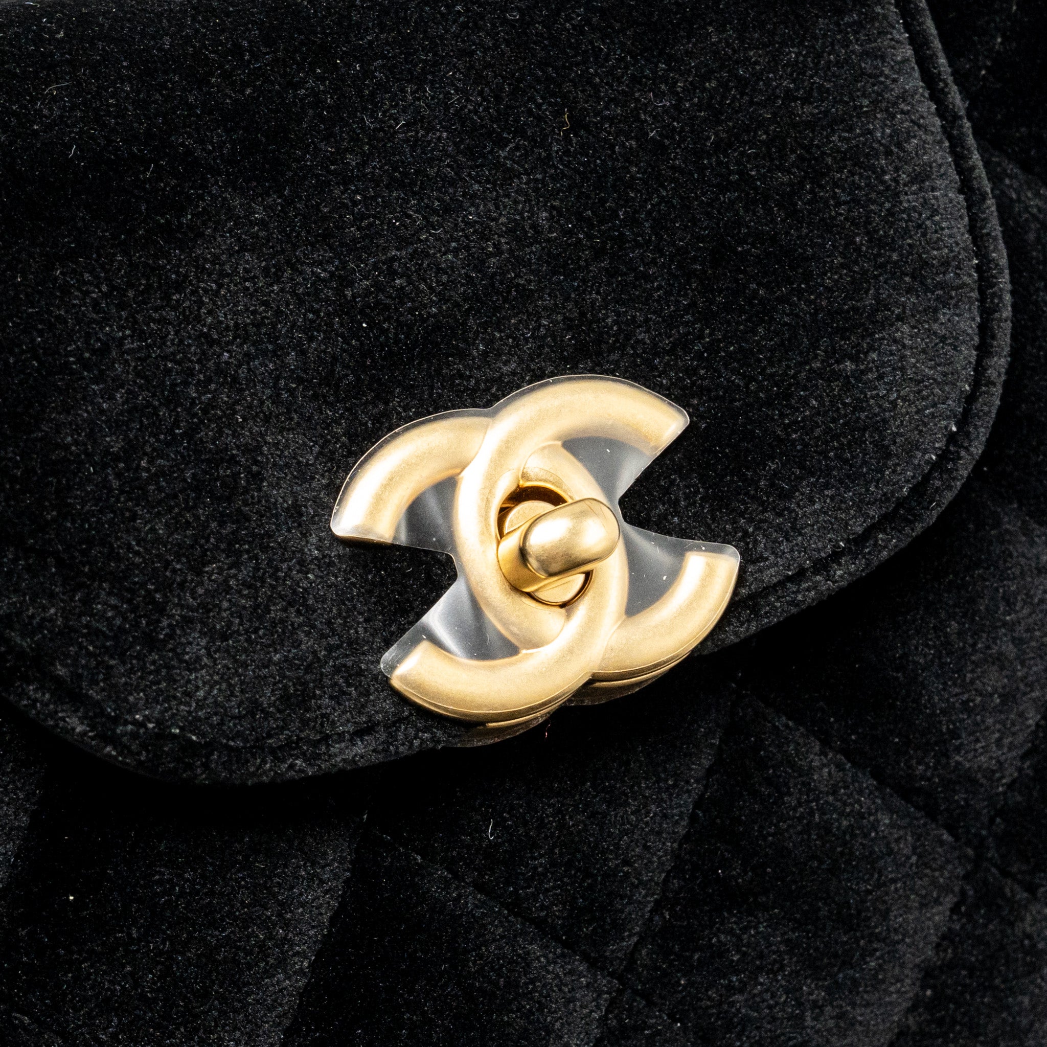 CHANEL MINI KELLY SHOPPING TOTE BAG VELVET BLACK GHW (MICROCHIP)