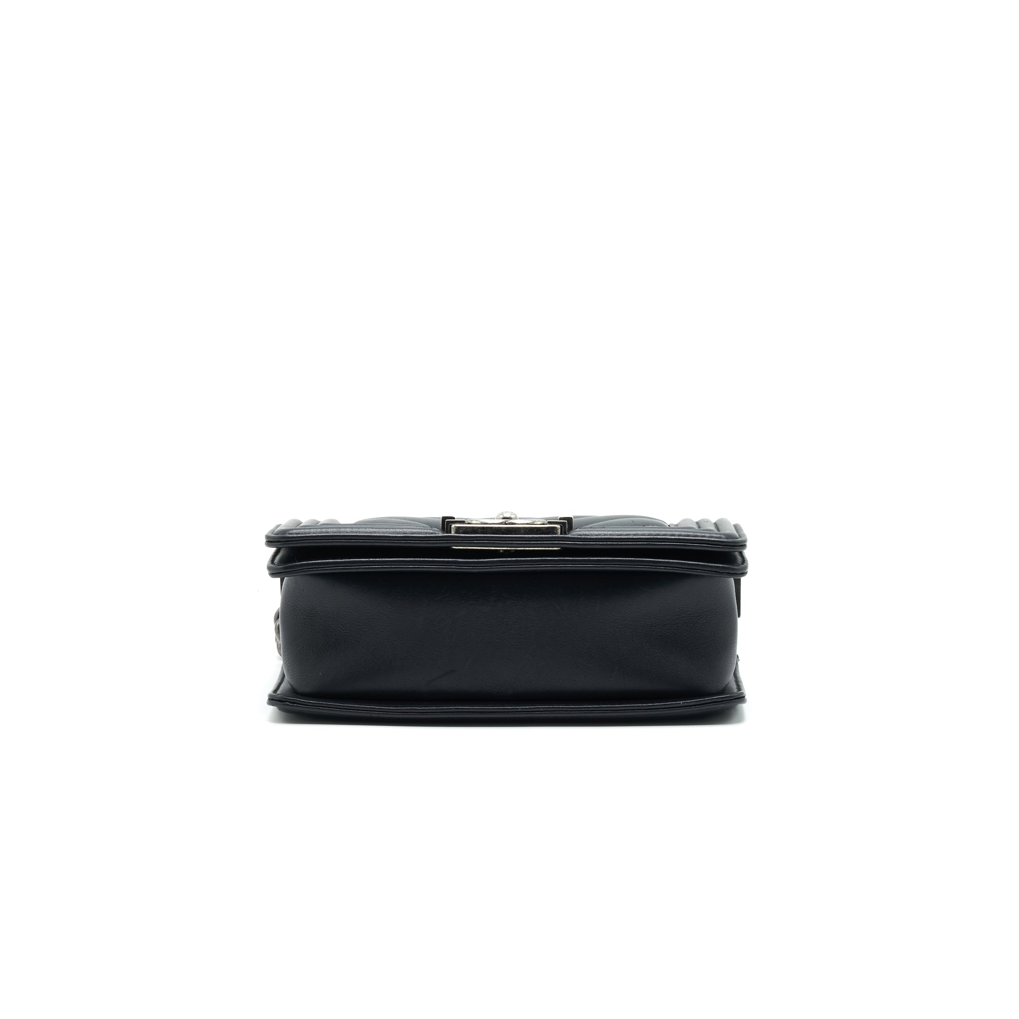 CHANEL SMALL CHEVRON LEBOY BAG CALFSKIN BLACK WITH SHW