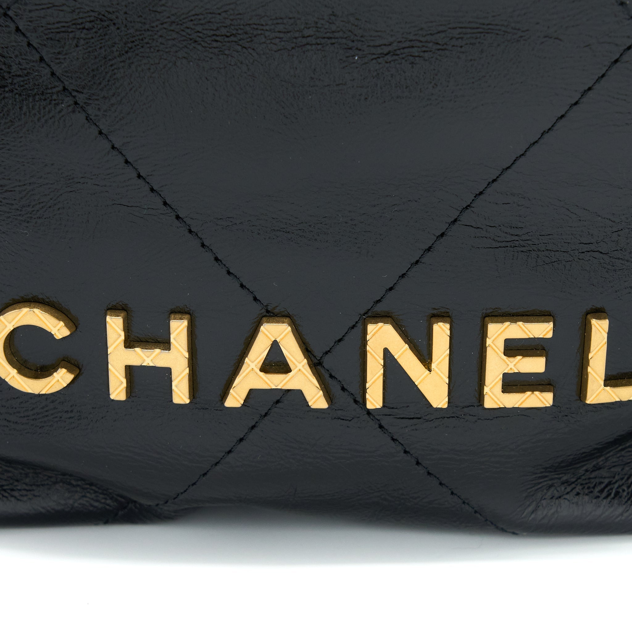 CHANEL 23S MINI 22 BAG WITH PEARL SHINY CALFSKIN BLACK GHW (MICROCHIP)