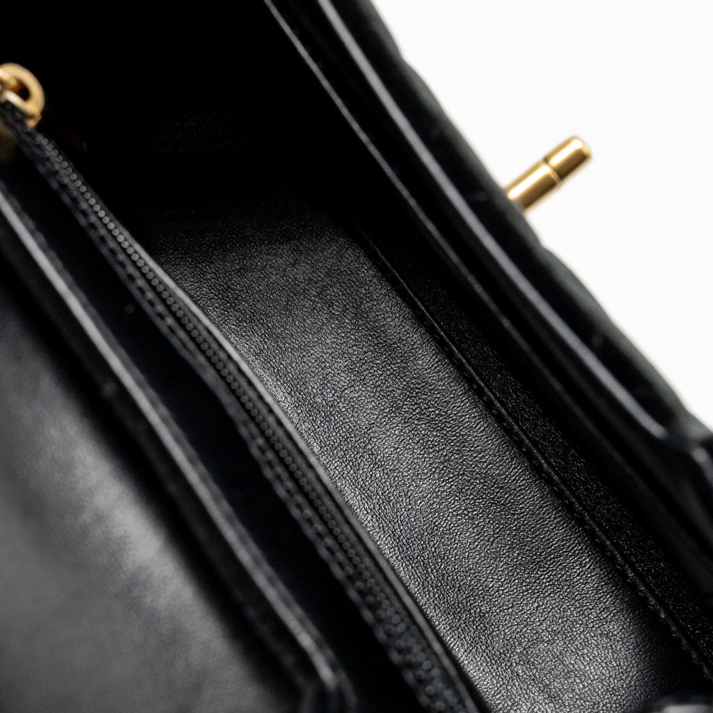 CHANEL MINI KELLY SHOPPING TOTE BAG VELVET BLACK GHW (MICROCHIP)