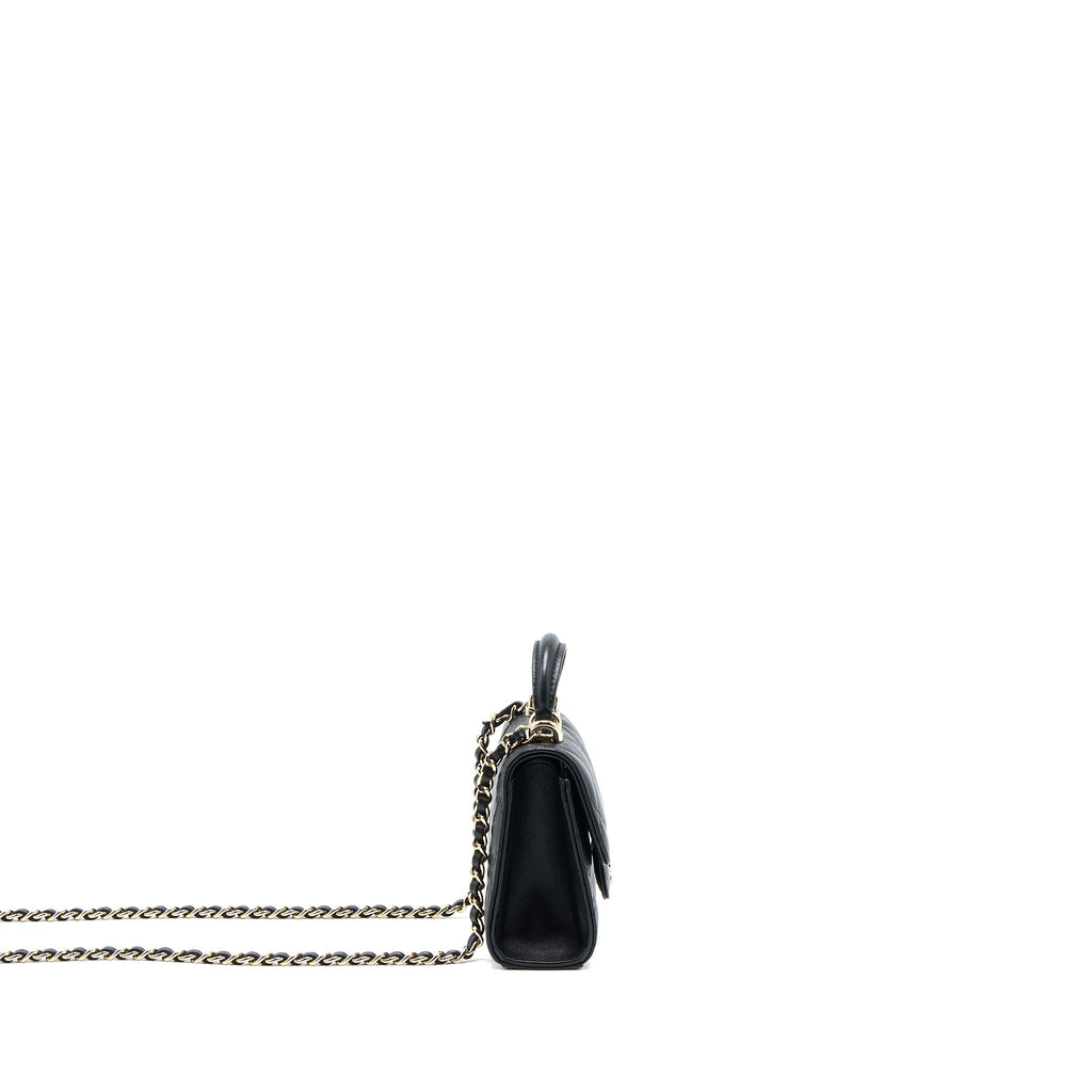 CHANEL TOP HANDLE MINI FLAP BAG LAMBSKIN BLACK LGHW