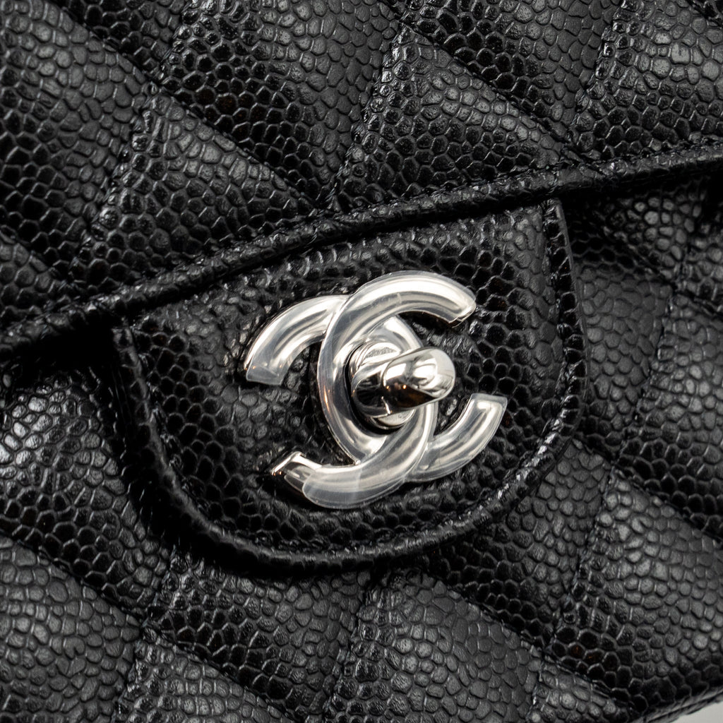 CHANEL SMALL CLASSIC DOUBLE FLAP BAG CAVIAR BLACK SHW