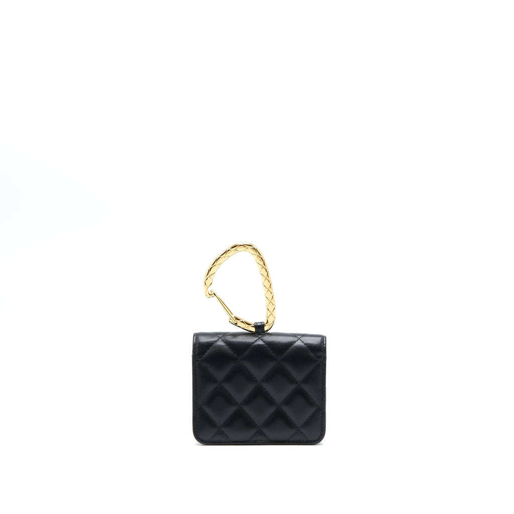 CHANEL JEWEL HOOK CARDHOLDER LAMBSKIN BLACK GHW