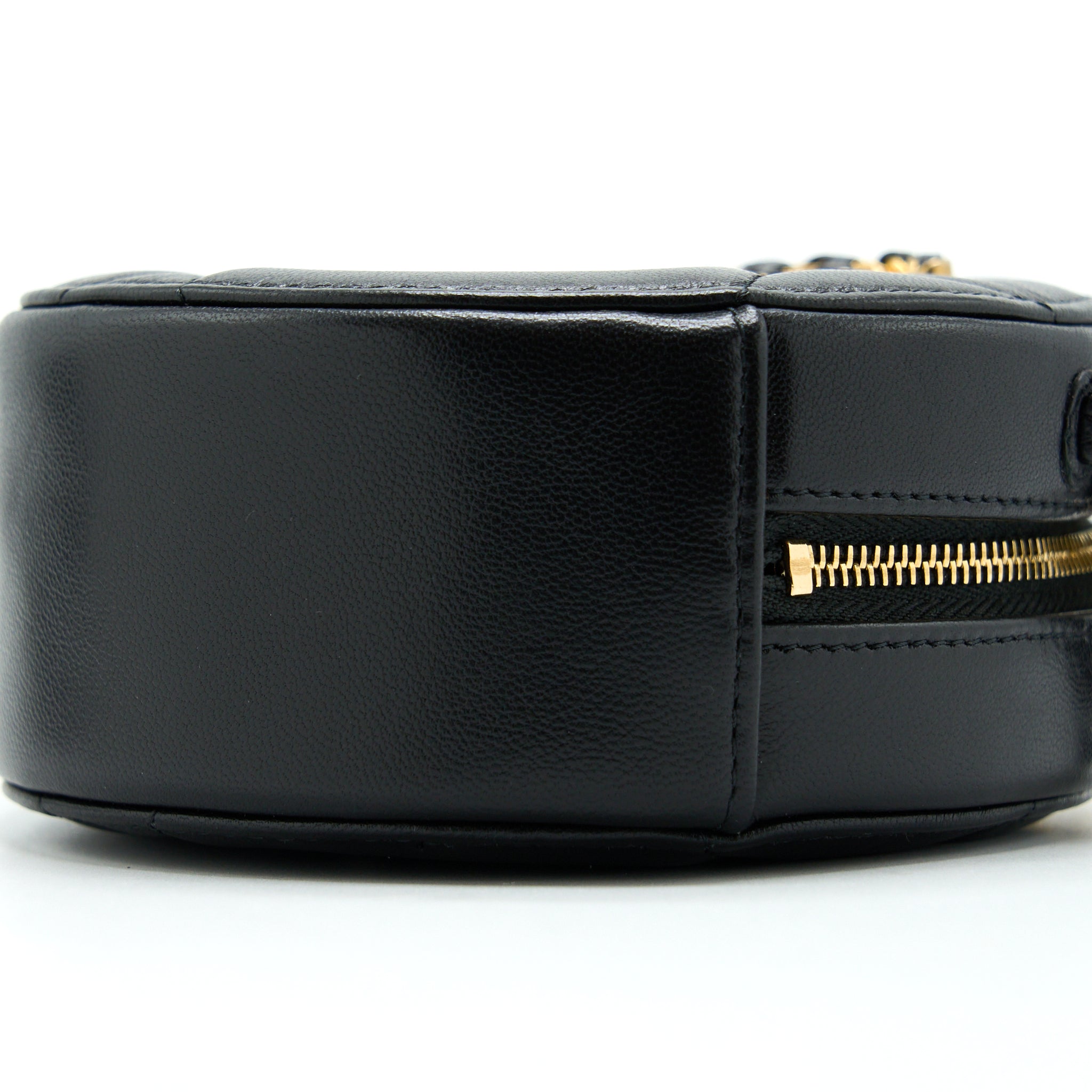 CHANEL 19 ROUND CLUTCH WITH CHAIN LAMBSKIN GOLD/SILVER HARDWARE