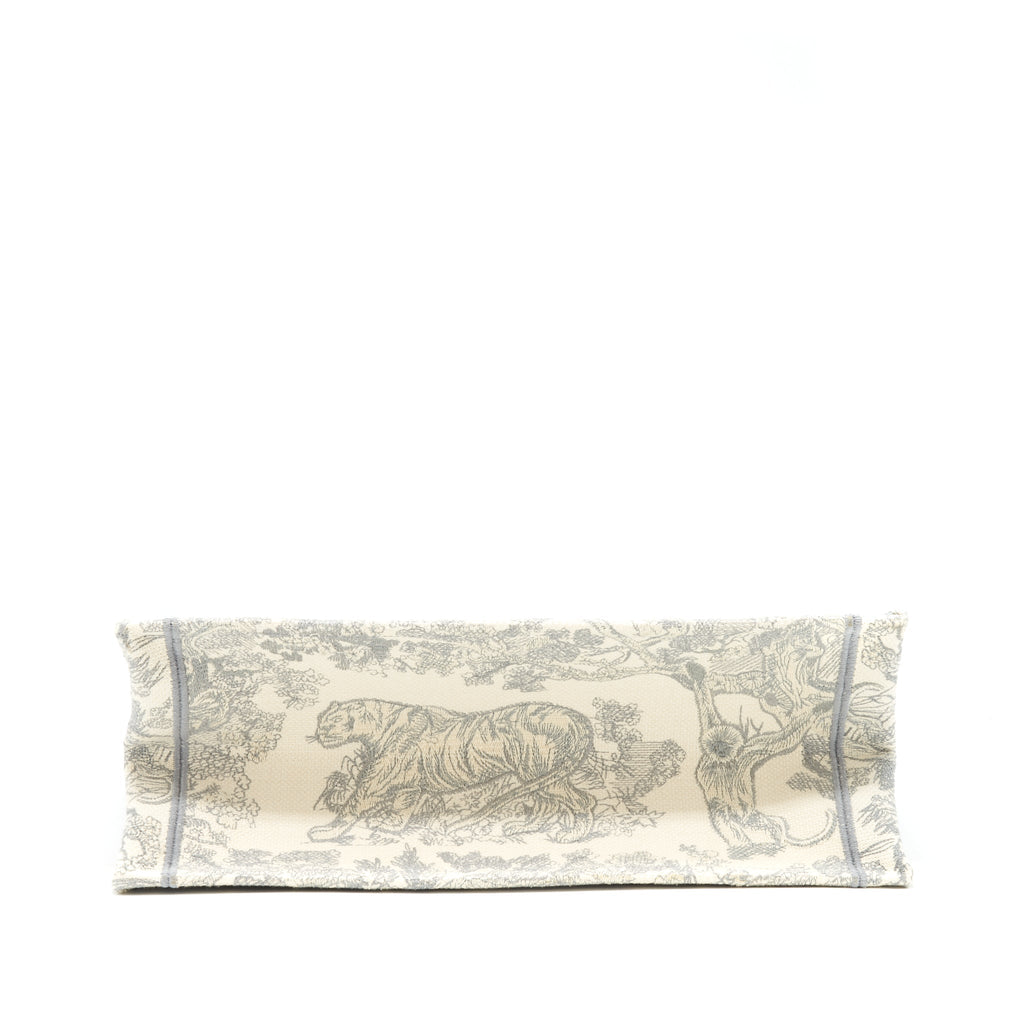 DIOR SMALL DIOR BOOK TOTE GRAY TOILE DE JOUY EMBROIDERY AN EXTRA DIOR TWILLY