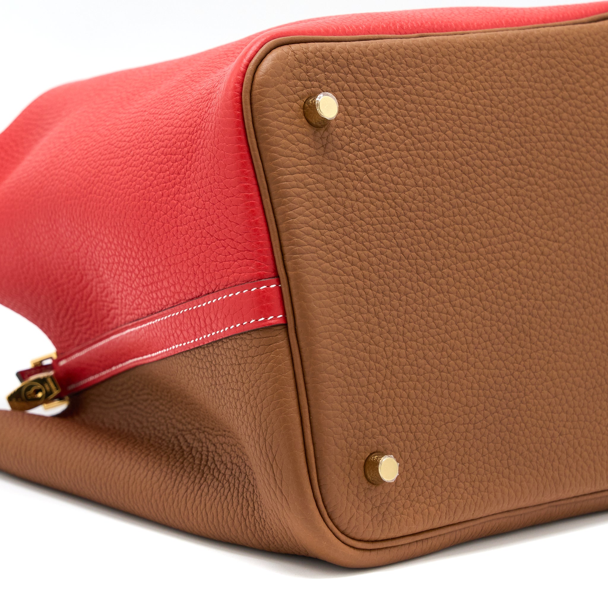 HERMES PICOTIN 22 LOCK BAG CLEMENCE ROUGE DE COEUR/GOLD GHW