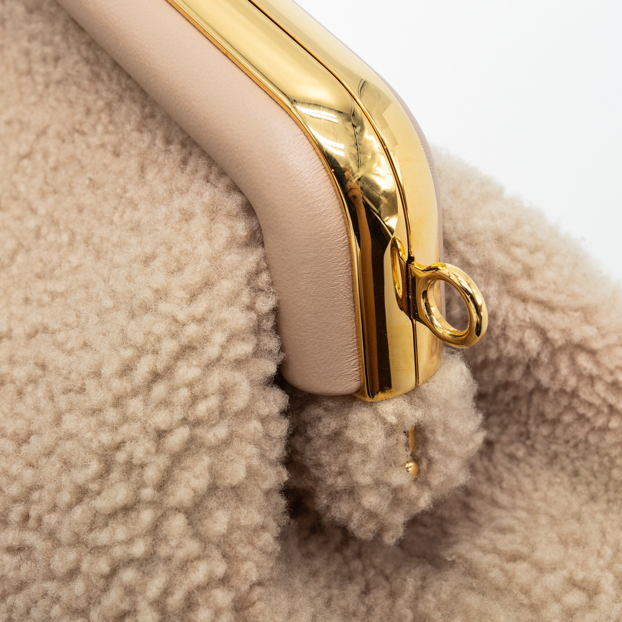 FENDI FIRST MEDIUM LAMBSKIN /SHEARLING LIGHT BEIGE GHW