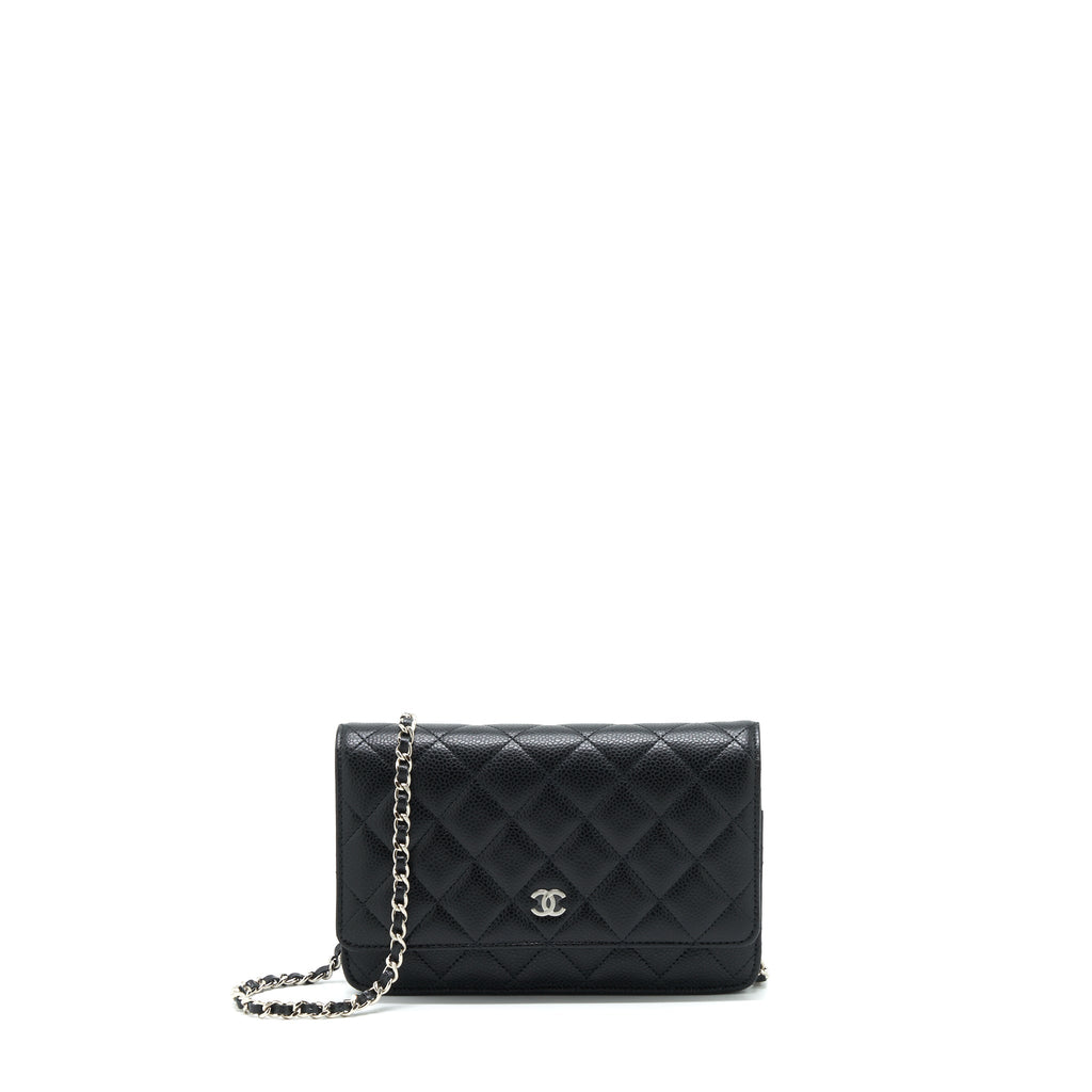 CHANEL CLASSIC WALLET ON CHAIN CAVIAR BLACK SHW (MICROCHIP)