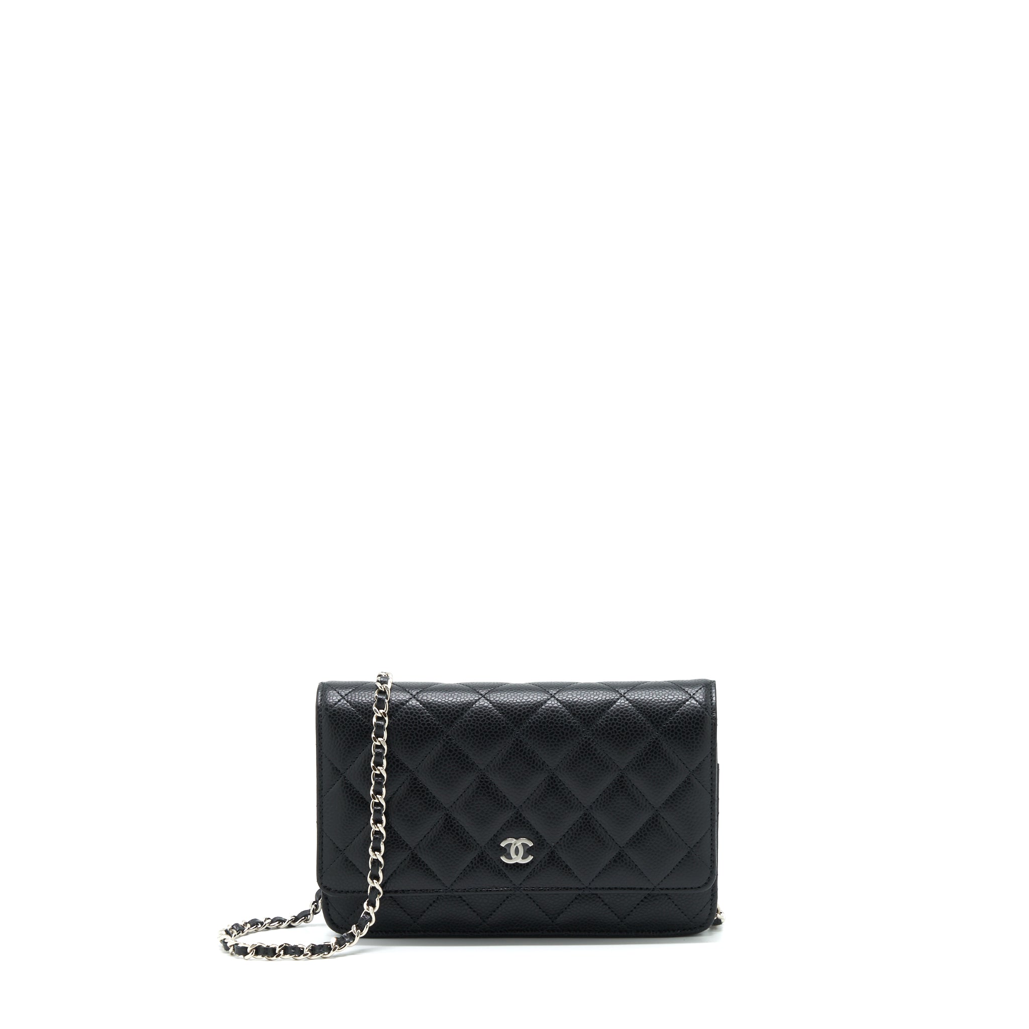 CHANEL CLASSIC WALLET ON CHAIN CAVIAR BLACK SHW (MICROCHIP)