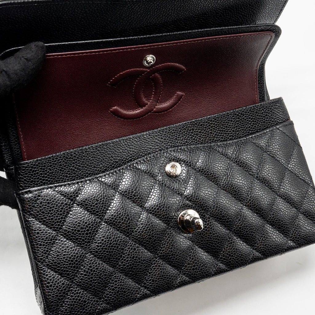 CHANEL SMALL CLASSIC DOUBLE FLAP BAG CAVIAR BLACK SHW
