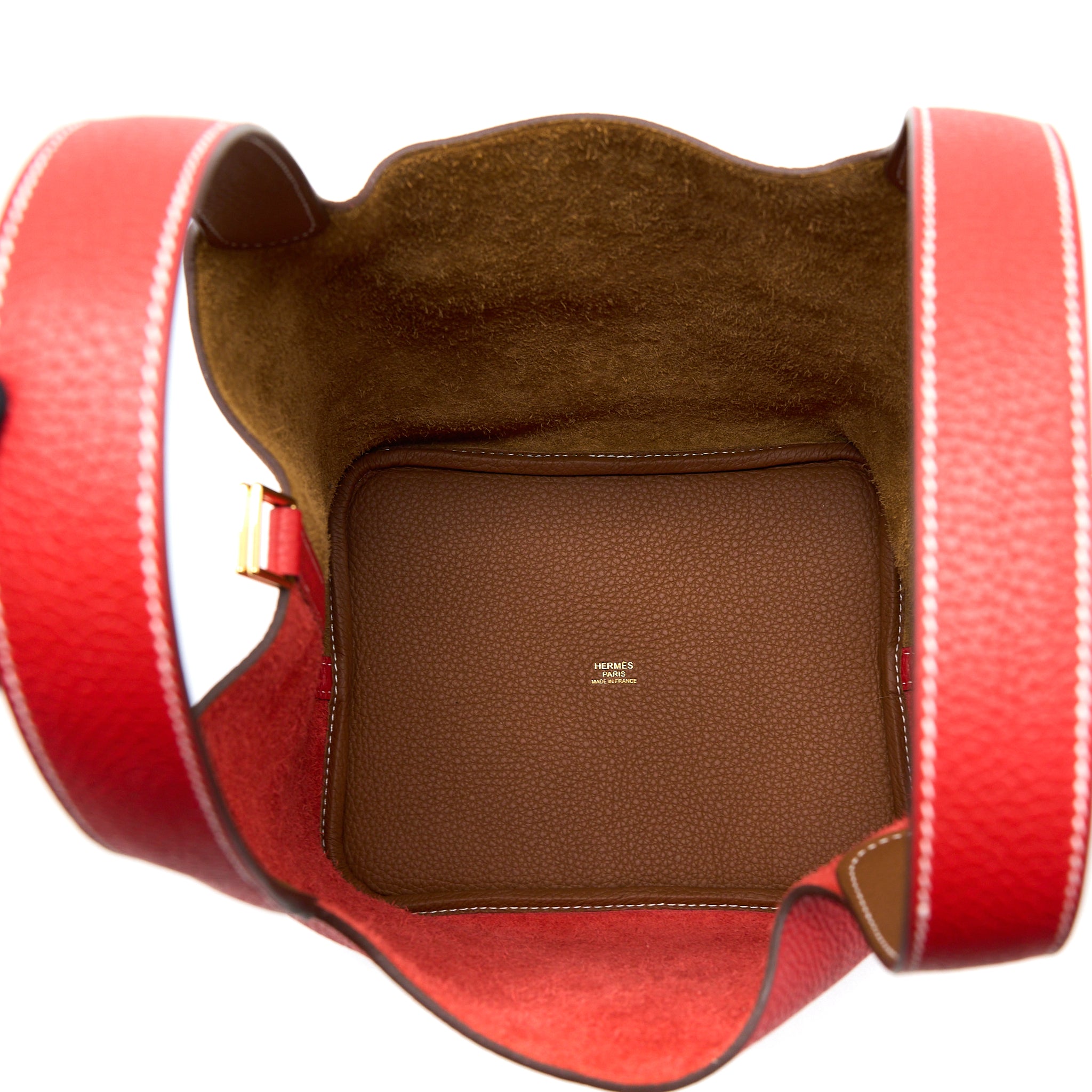 HERMES PICOTIN 22 LOCK BAG CLEMENCE ROUGE DE COEUR/GOLD GHW