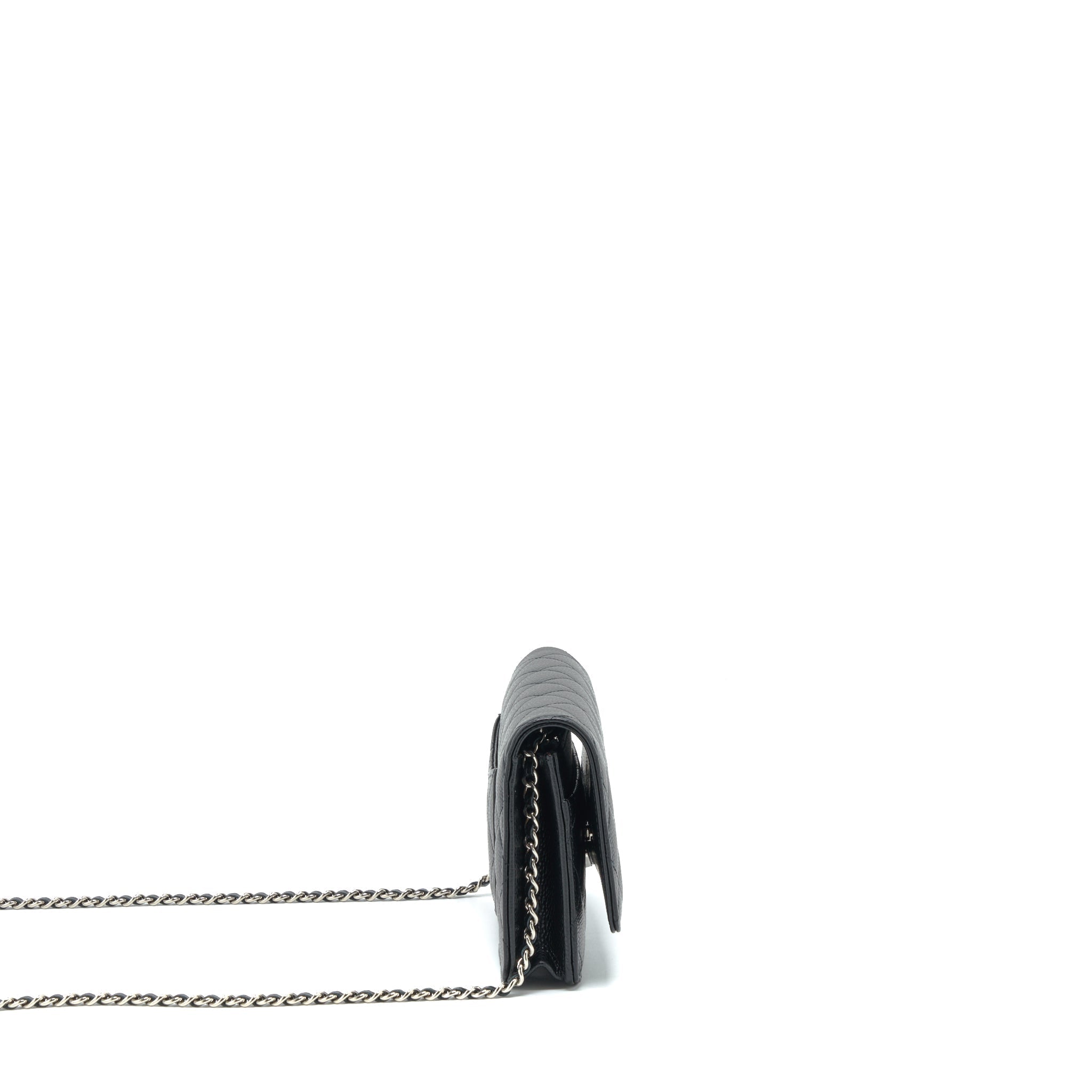 CHANEL CLASSIC WALLET ON CHAIN CAVIAR BLACK SHW (MICROCHIP)