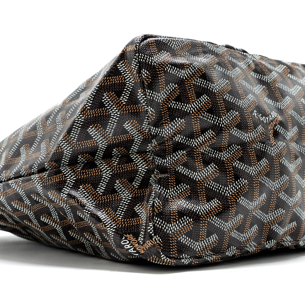 GOYARD SAINT LOUIS PM TOTE BAG GOYARDINE CANVAS/CALFSKIN BLACK SHW