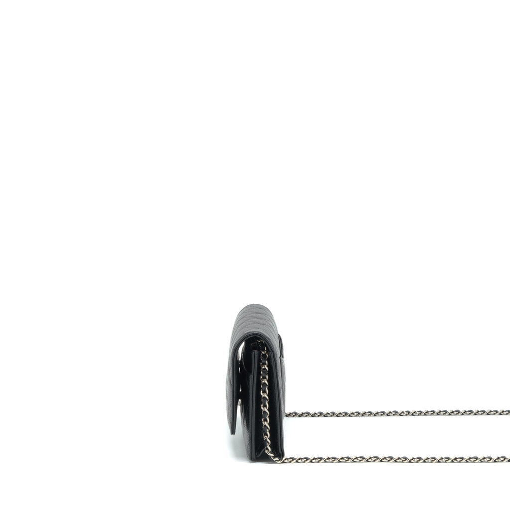CHANEL CLASSIC WALLET ON CHAIN CAVIAR BLACK SHW (MICROCHIP)
