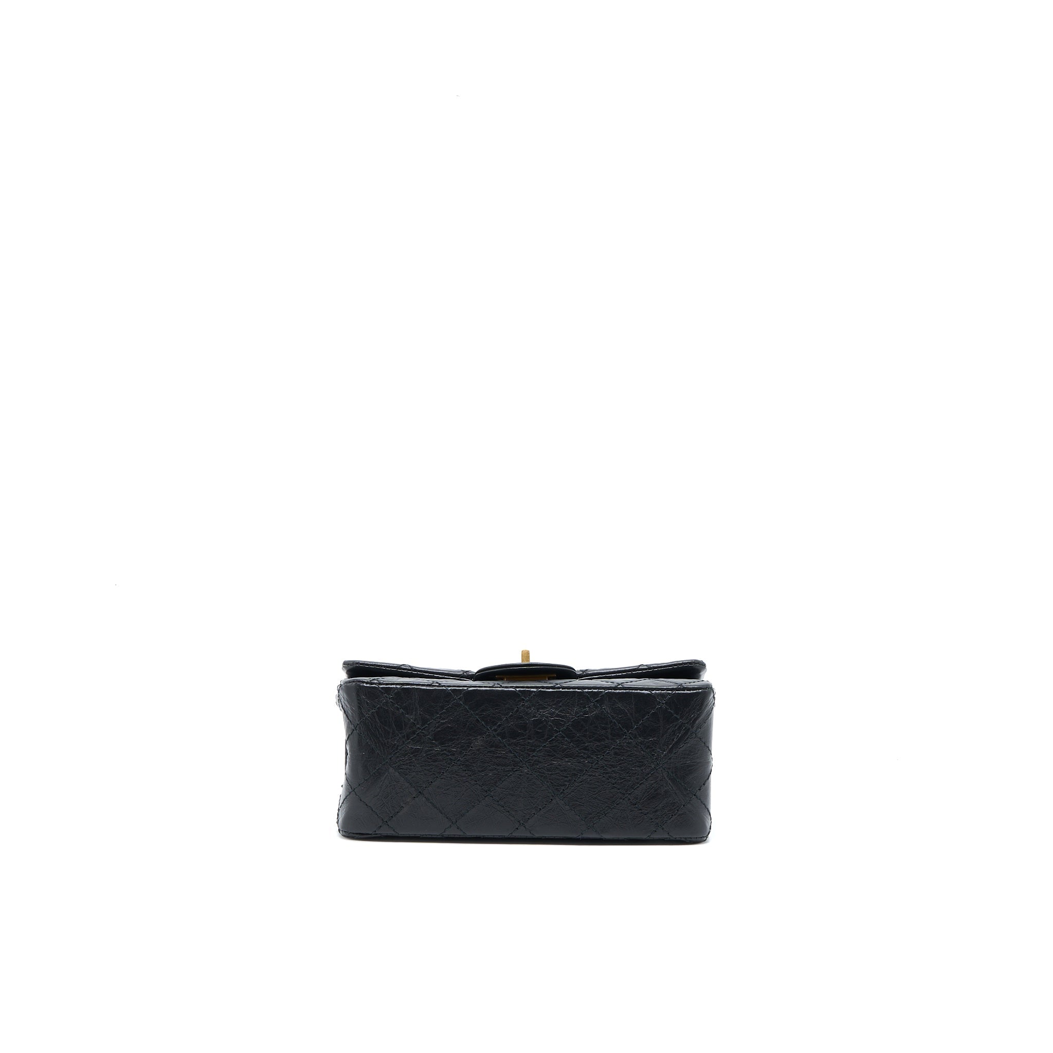 CHANEL MINI REISSUE 2.55 FLAP BAG AGED CALFSKIN BLACK BRUSHED GHW (MICROCHIP)