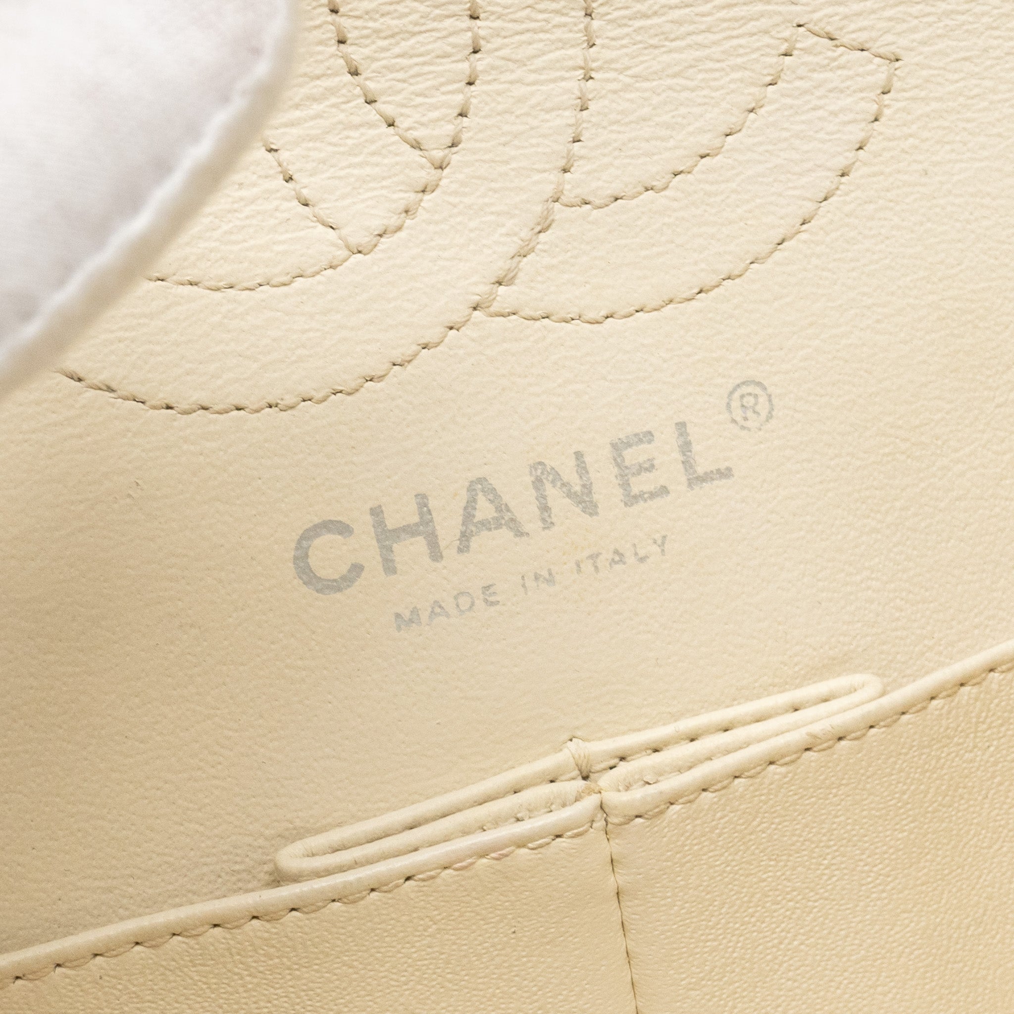 CHANEL MINI 2.55 REISSUE FLAP BAG AGED CALFSKIN CREAMY WHITE WITH RUTHENIUM HARDWARE