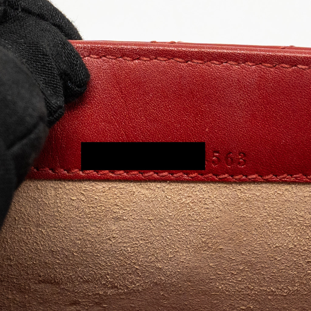 GUCCI MARMONT FLAP WALLET WITH CHAIN CALFSKIN RED GHW