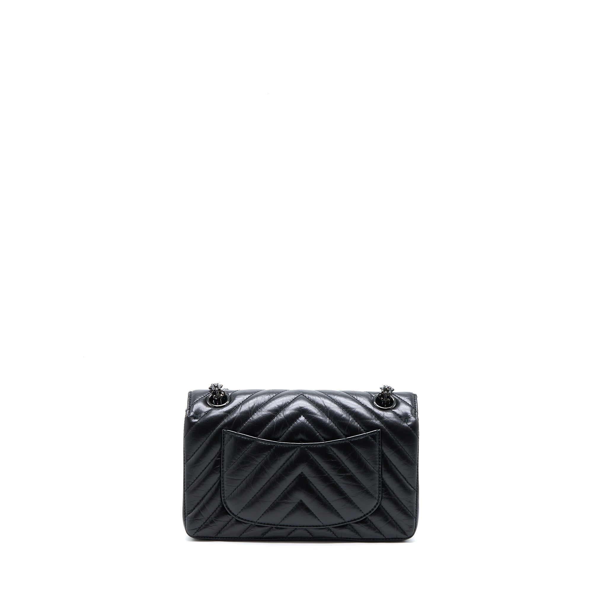 CHANEL MINI REISSUE 2.55 FLAP BAG CHEVRON AGED CALFSKIN SO BLACK