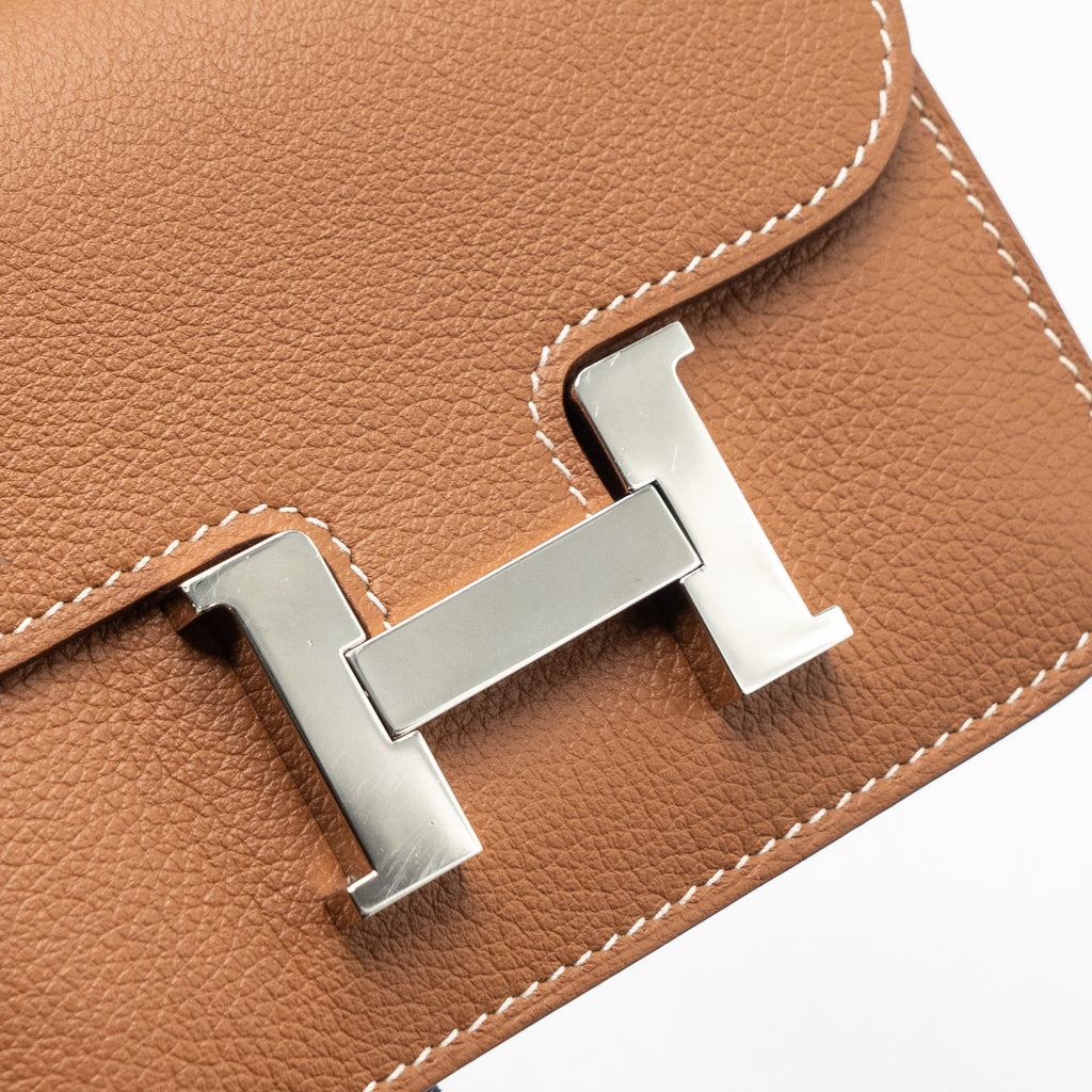 HERMES CONSTANCE SLIM EVERCOLOR GOLD/LIME SHW