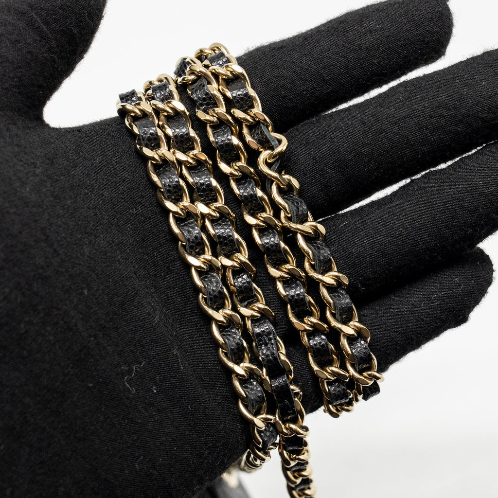 CHANEL CLASSIC VANITY PHONE HOLDER WITH CHAIN CAVIAR BLACK LGHW