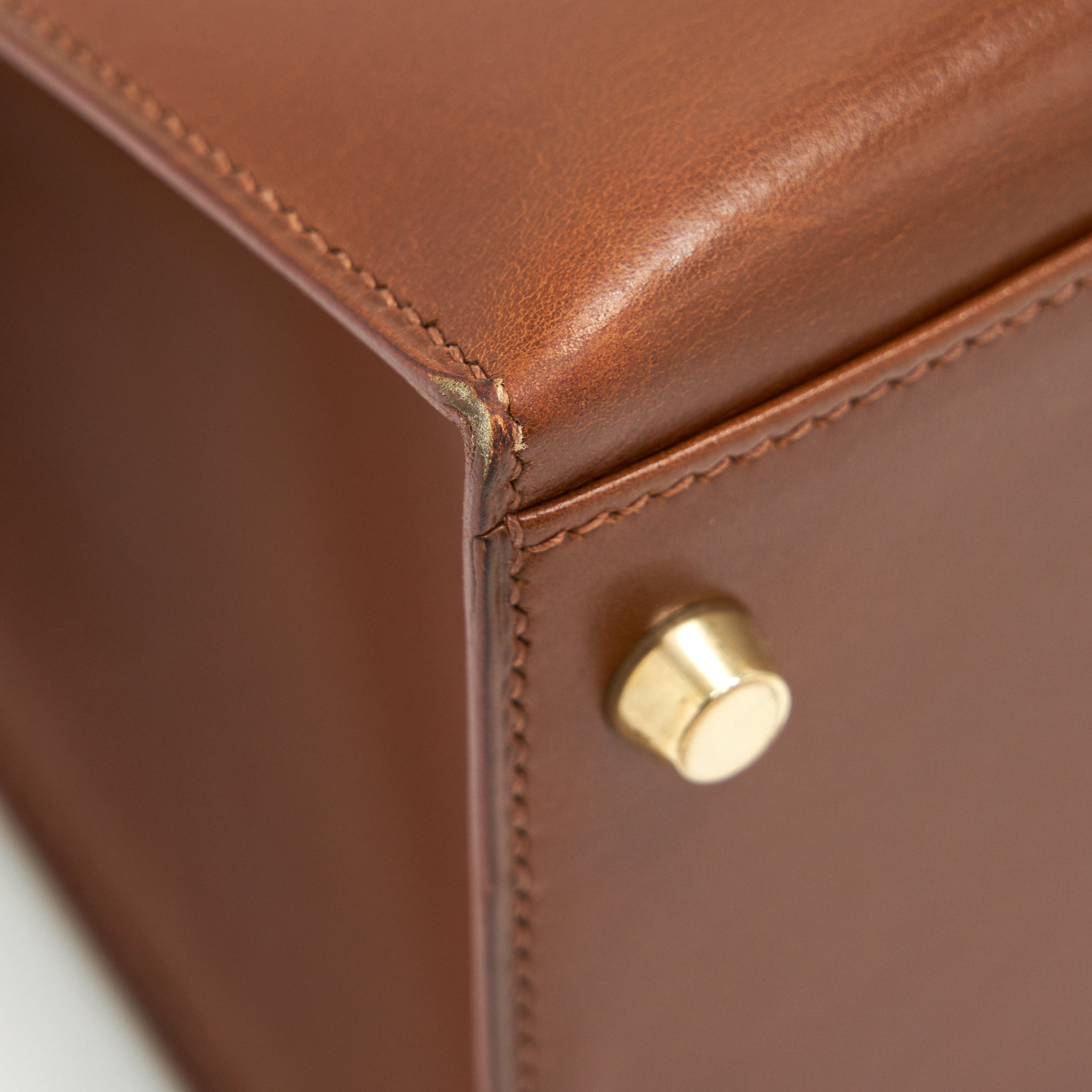HERMES VINTAGE KELLY 32 BROWN GHW BOX LEATHER