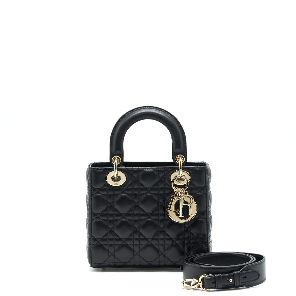 DIOR SMALL LADY DIOR LAMBSKIN BLACK LGHW