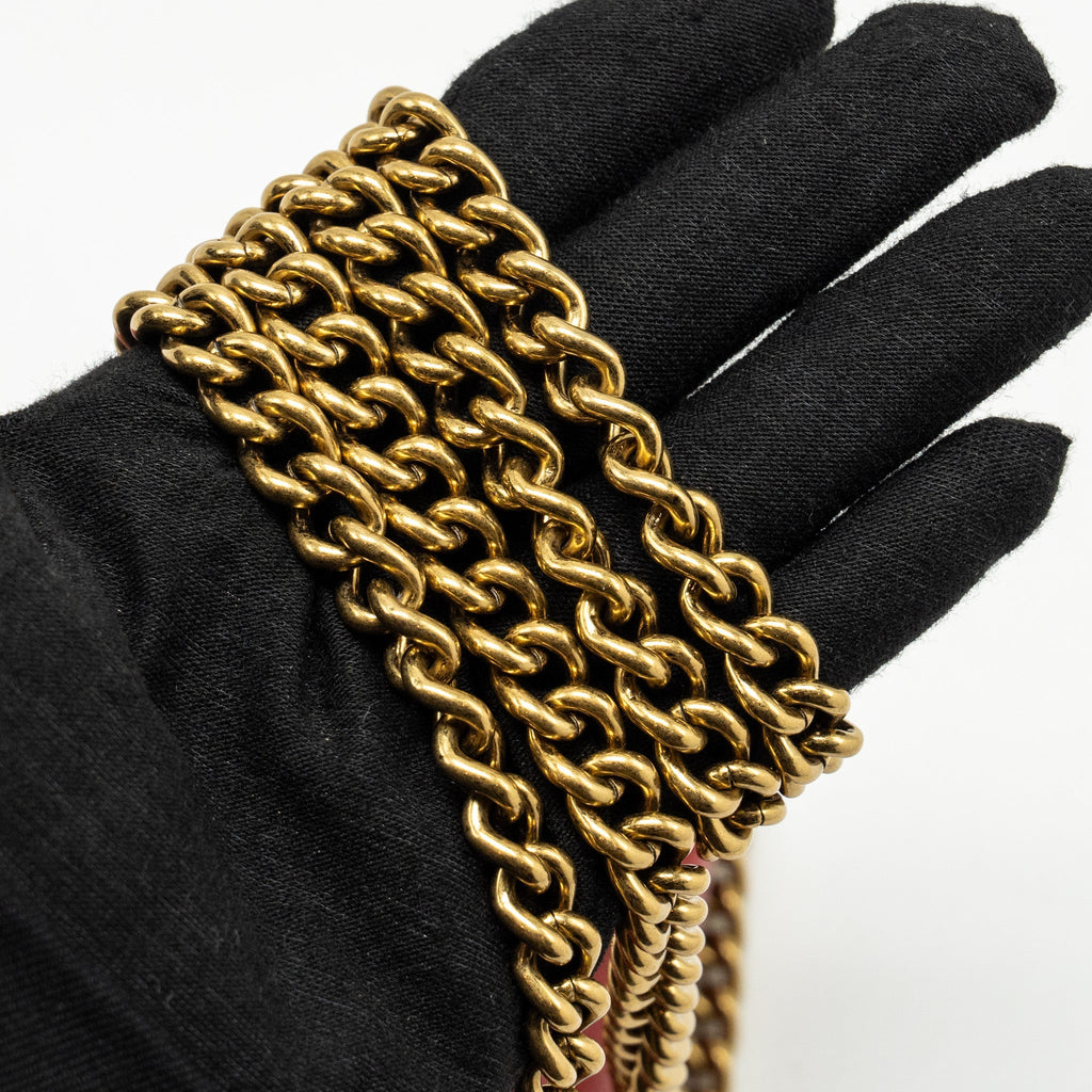 GUCCI MARMONT FLAP WALLET WITH CHAIN CALFSKIN RED GHW