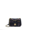 CHANEL 22P BLACK DENIM FLAP BAG BRUSHED GHW(MICROCHIP)