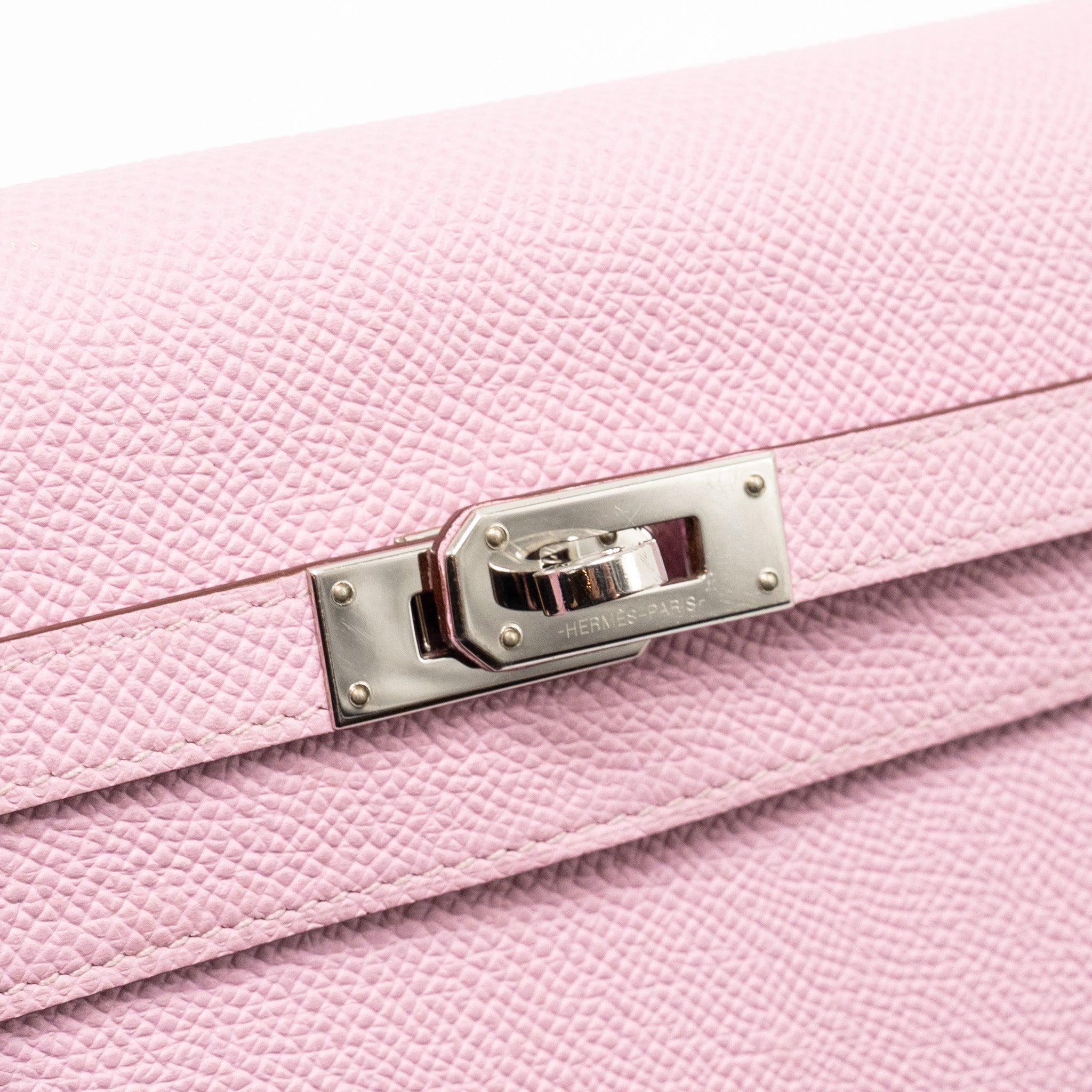 HERMES KELLY LONG WALLET EPSOM MAUVE SYLVESTRE / JAUNE CITRON SHW