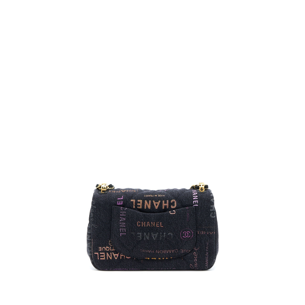 CHANEL 22P BLACK DENIM FLAP BAG BRUSHED GHW(MICROCHIP)