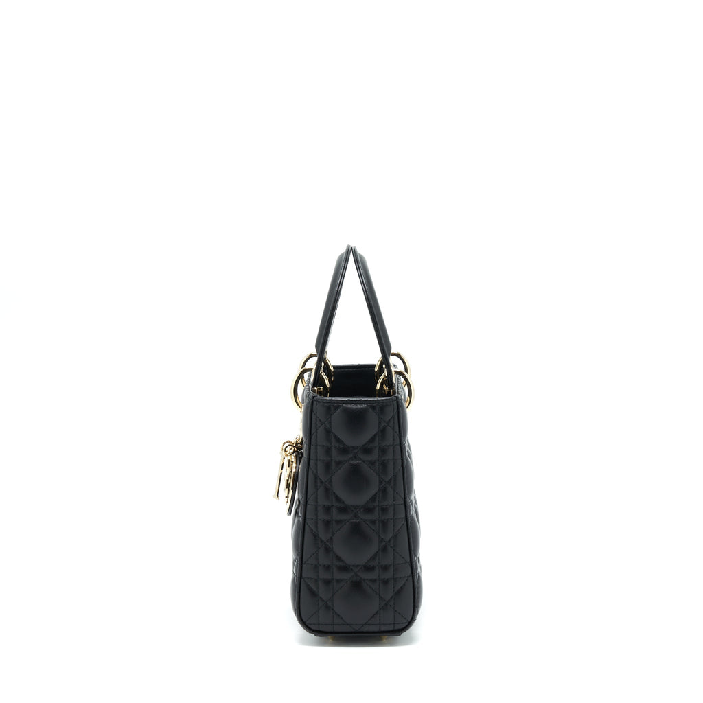 DIOR SMALL LADY DIOR LAMBSKIN BLACK LGHW