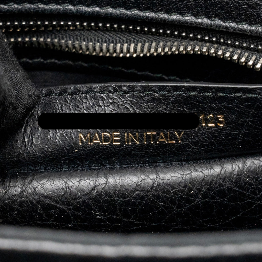 BALENCIAGA BAZAR MINI SHOPPER/TOTE BAG CRACKLED CALFSKIN BLACK SHW