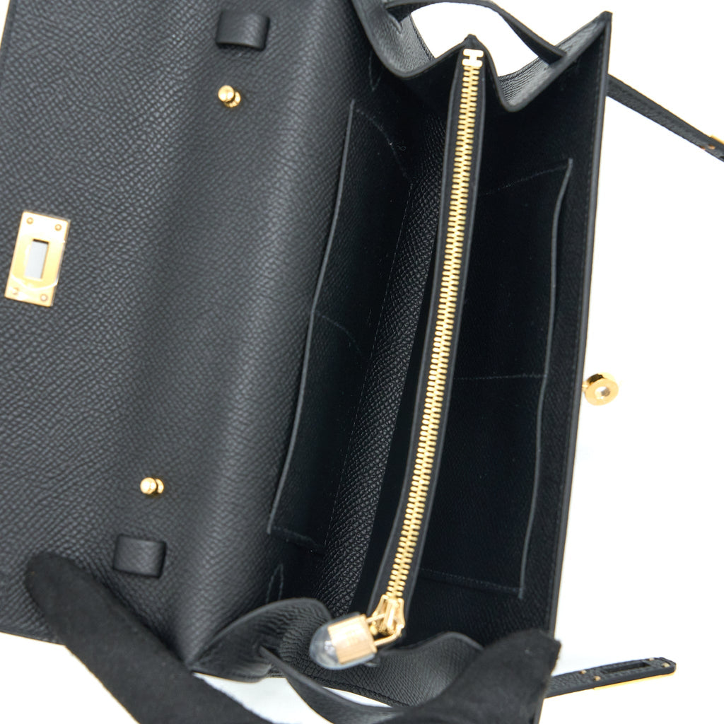 HERMES KELLY TO GO EPSOM BLACK GHW