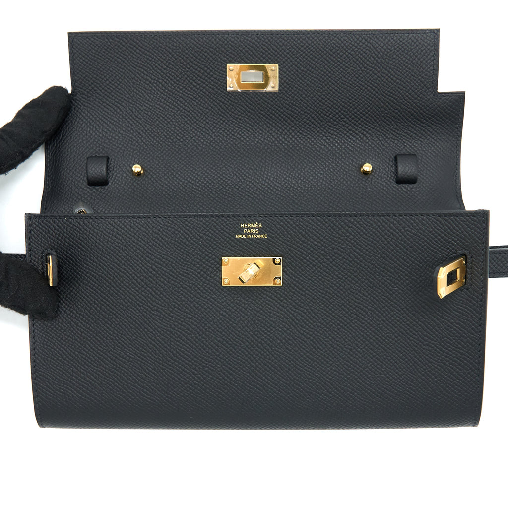 HERMES KELLY TO GO EPSOM BLACK GHW