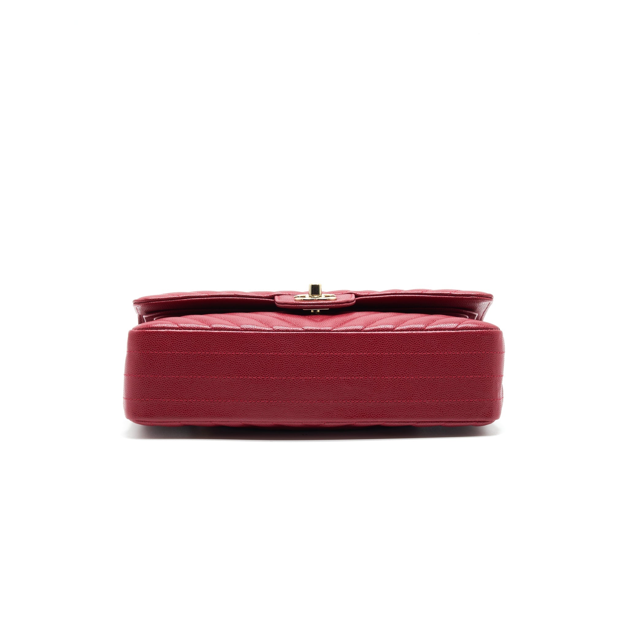 CHANEL MEDIUM CLASSIC DOUBLE FLAP CAVIAR RASPBERRY RED WITH LGHW
